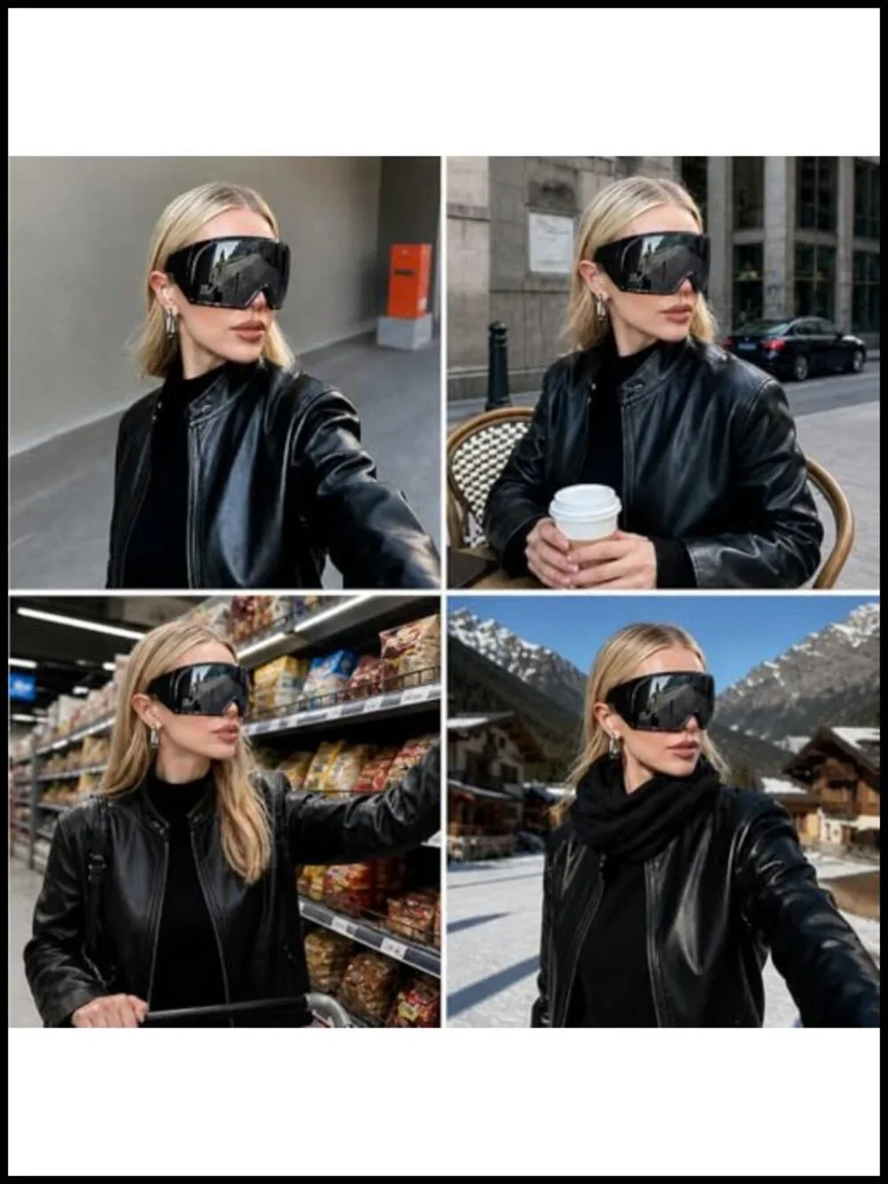 Oversized Wrap Around Shield Sunglasses UV400 Protection Unisex